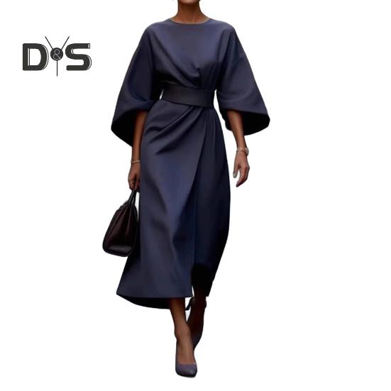 

Женское платье миди с рукавами три четверти «летучая мышь», облегающее, с высокой талией, однотонное, с круглым вырезом, длинное платье, летнее, весеннее, выпускное, вечернее ... XL