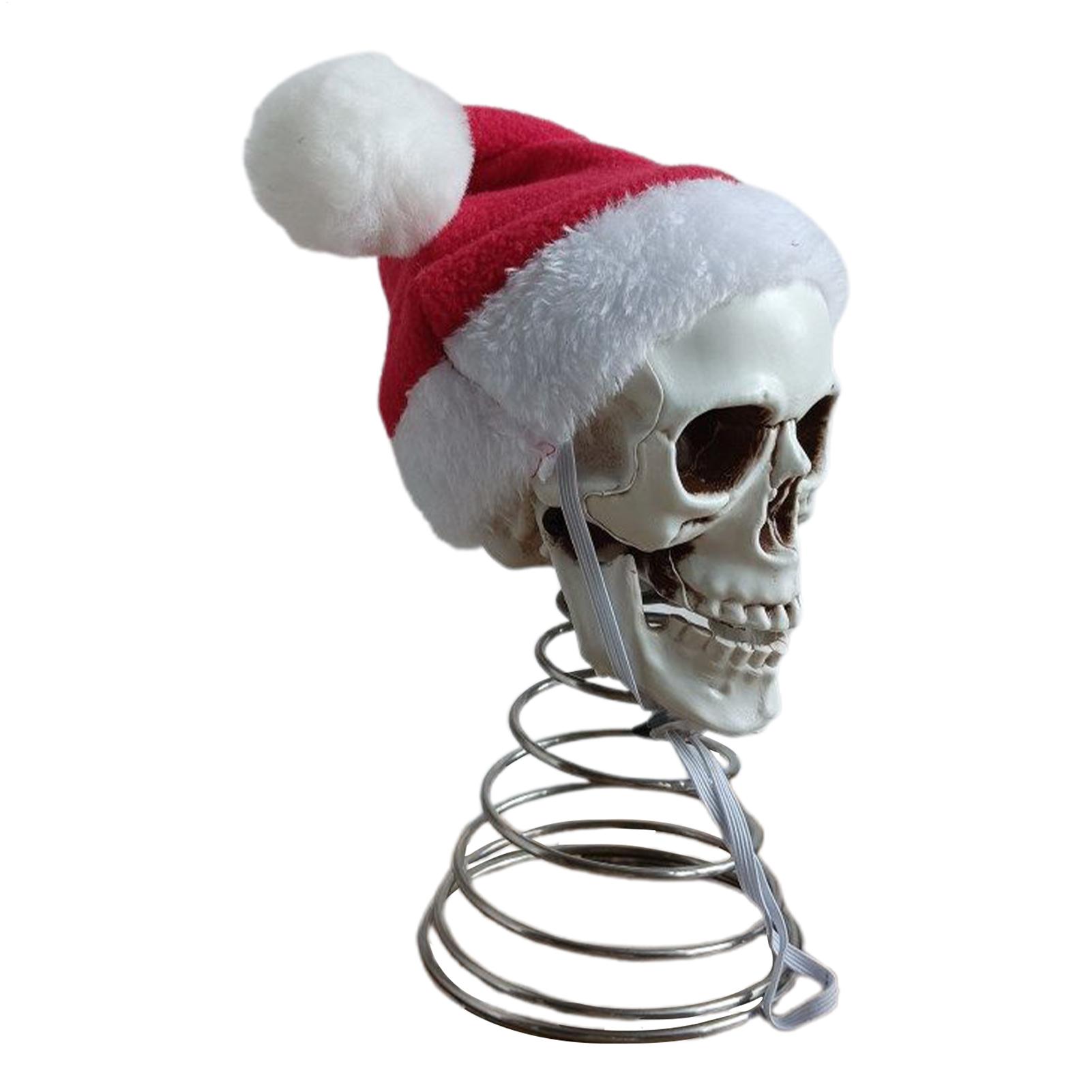 5-inch Christmas Tree Topper Decoration Skull Head With Santa Hat Plastic Skeleton Head Party Props For Home Christmas CN