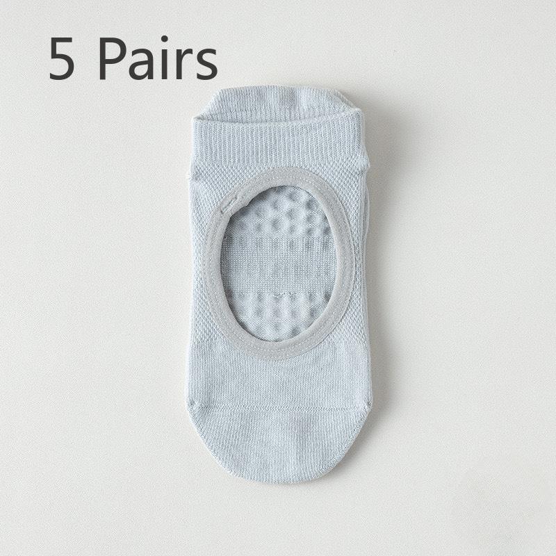 5 Pairs Cotton Silicone Non-slip Yoga Socks Boneless One-piece Mechanism Backless Mesh Short Socks Indoor Anti-odour Sports Socks