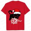 Fashion Trendy T Shirt Short Sleeve Tees for Unisex Funny Christmas Lights Cat T Shirts Female Korean Casual Streetwear Tshirt