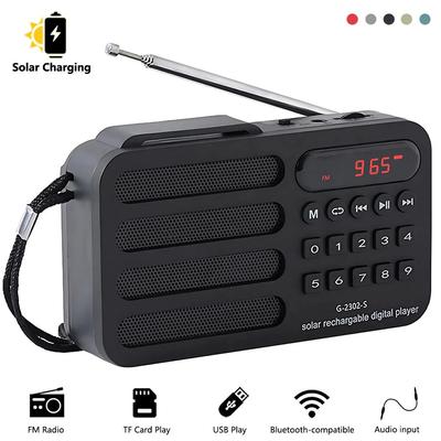 Radio portable FM MP3 USB Bluetooth sans fil haut-parleur support de charge solaire carte TF lecteur de musique U-disque avec récepteur radio FM