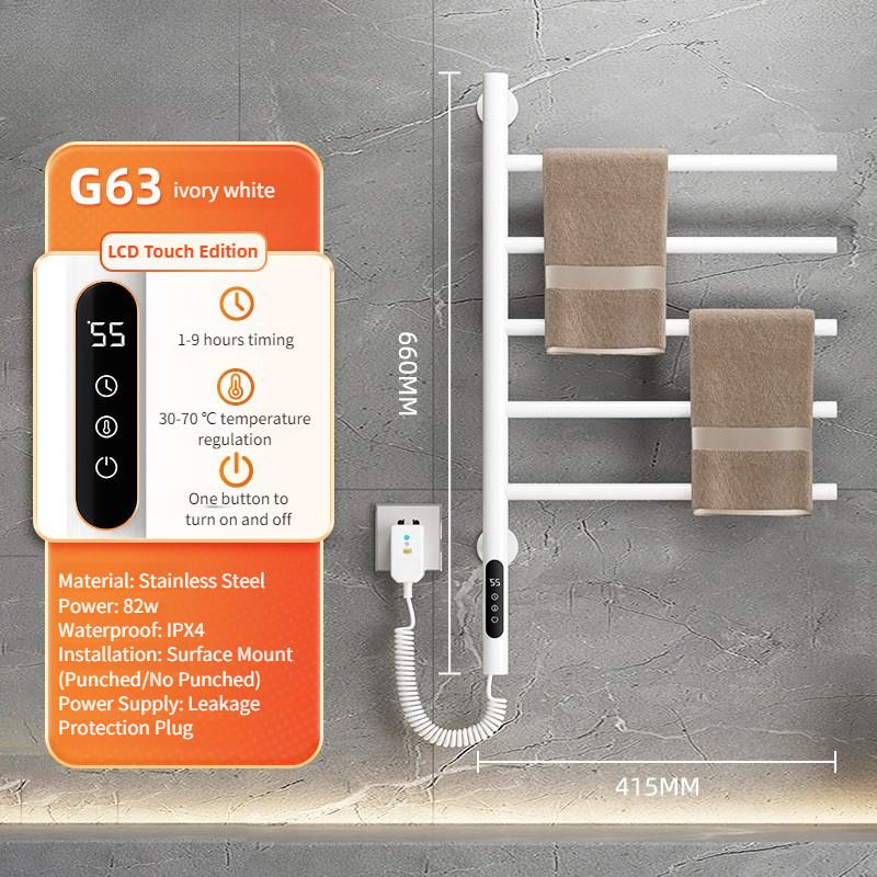 

Бытовой настенный интеллектуальный вращающийся электрический полотенцесушитель для ванной комнаты с постоянной температурой, сушка полотенец, стойка для хранения White G63【Touch Control】