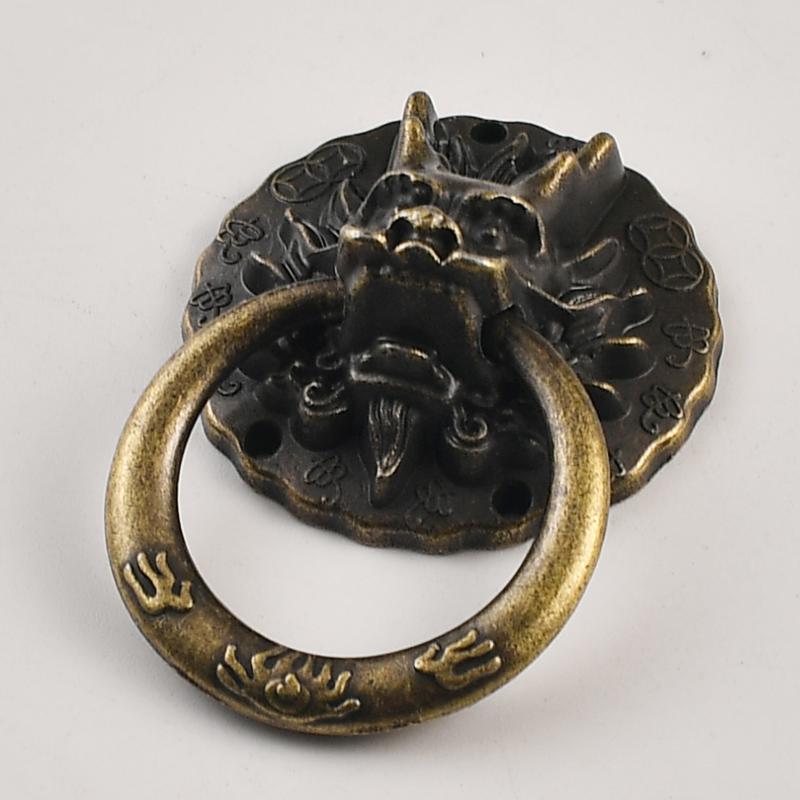 Antique Lion Head Handle Zinc Alloy Small Size Chinese Style Drawer Pull Handle