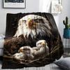 1Pc Eagle Bird Family Print Flannel Blanket, High Quality Comfortable for All Seasons, Home Decor, Warmth and Comfort, Perfect for Christmas Gifts