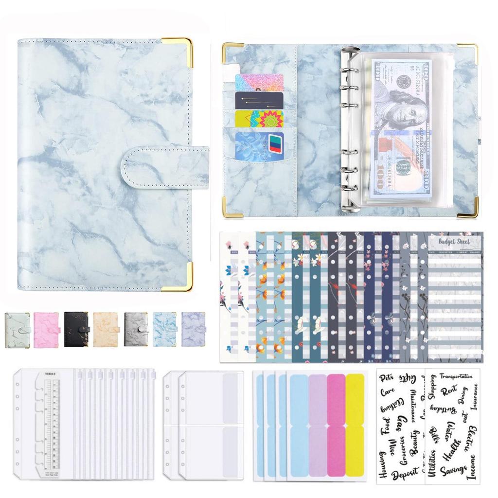 A6 Notizbuch mit Marmormuster und Kupferecken - Budgetplaner