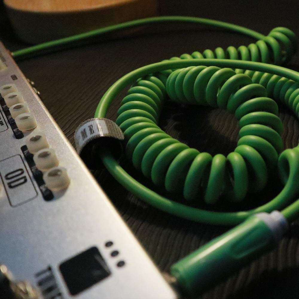 Aestivate Guitar Coiled Cable Bass Shield Curl Cord 10ft3m (Green)