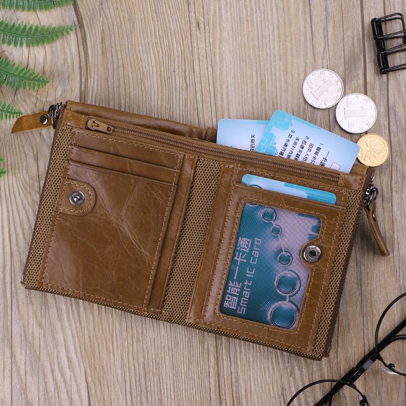 Мужской кошелек из натуральной кожи с двойной молнией — фото 10