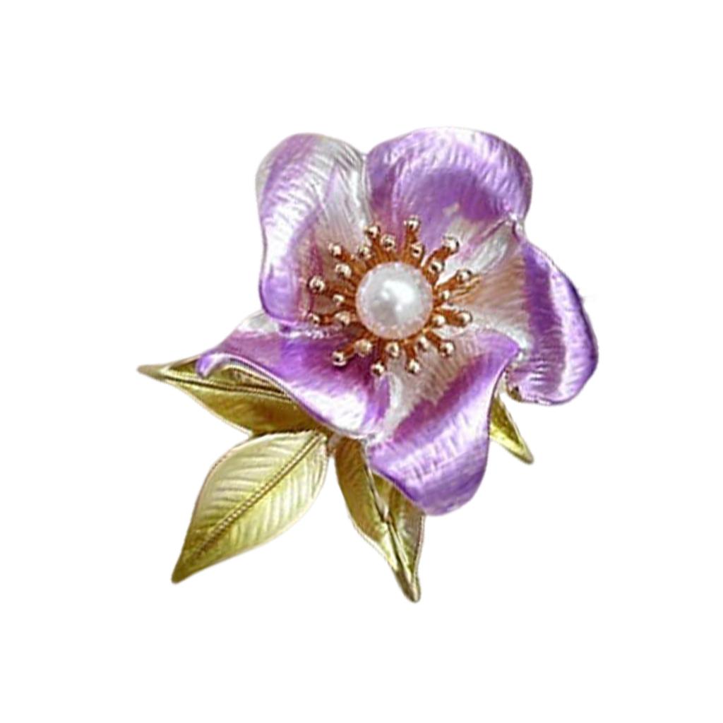 Camellias Flower Brooch with Elegant Faux Pearls Handmade Floral Lapel Pin Jewelry for Parties Weddings and Banquets