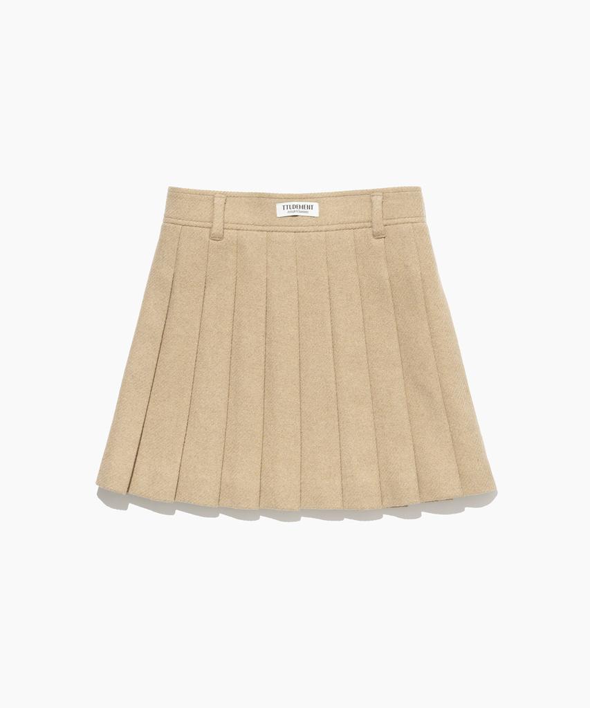 Tudument Tailored Wool Mini Skirt Beige