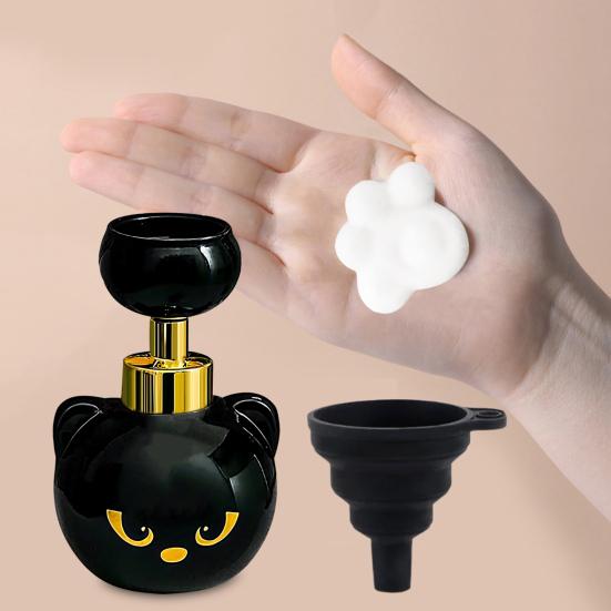 1/2Pcs Cat Paw Foam Soap Dispenser Black Kitty Themed Foaming Pump Bottle