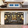2D 18th Birthday Black Gold Star & Confetti Backdrop for Adult Party