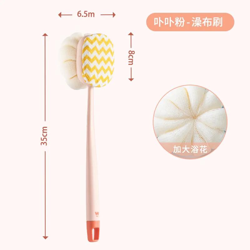 Double-sided Sponge Bath Brush Long Handle Soft Hair Back Body Shower Brushes Exfoliator Skin Massager Cleaning Brush