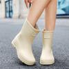 Fashionable Outdoor Wearable Simple Women's Rain Boots Mid-tube Water Shoes Adult Rain Boots Waterproof Non-slip Thick-soled Water Shoes
