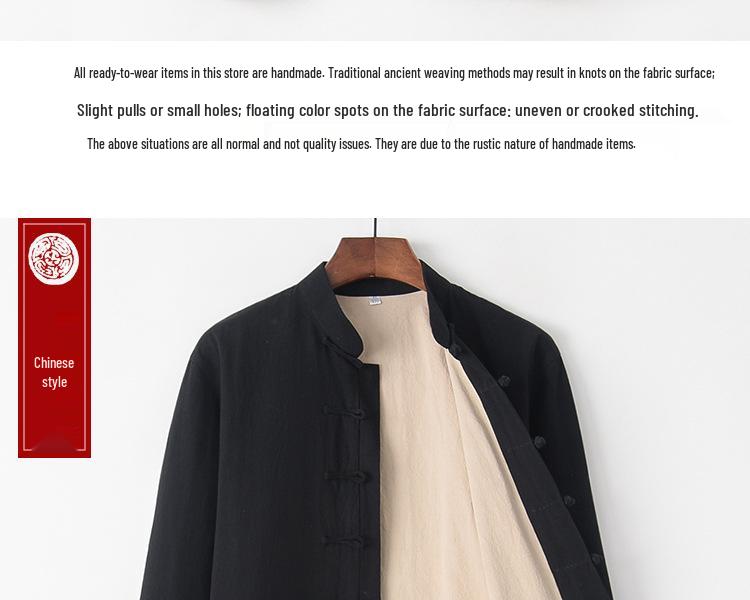 Men's Cotton Linen Tang Suit Jacket - Double-Layer, Chinese Style for All Seasons