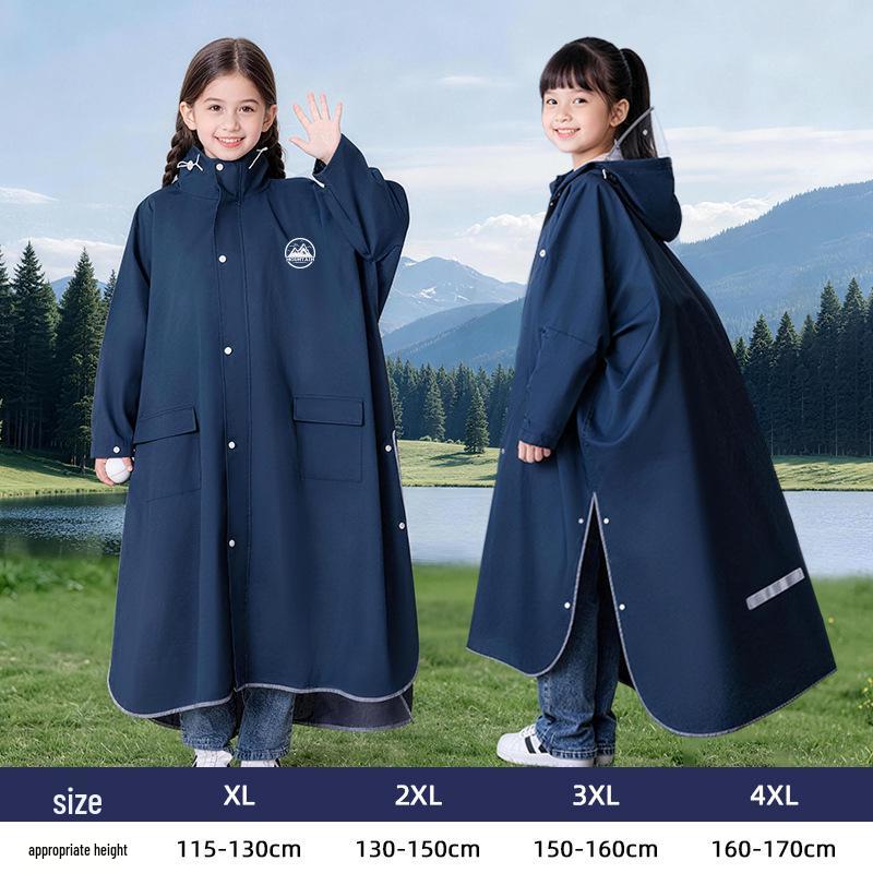 Children's Plus Size Thick Rain Poncho - Durable, Full-Length, Cape-Style for Primary & Secondary School Students