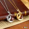 Elegant S925 Sterling Silver Moon Cat Pendant Necklace, Inlaid Natural Crystal, Cute Animal Design Dainty Choker, Fashion Jewelry Gift for Her