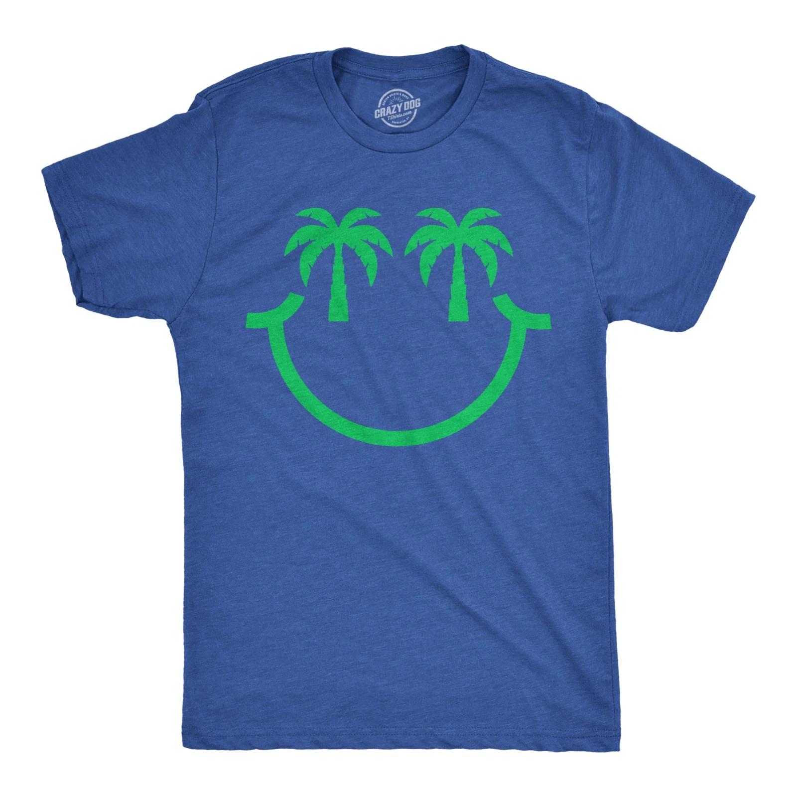 Mens Funny T Shirts Palm Tree Eyes Smile Sarcastic Vacation Graphic Novelty Tee S