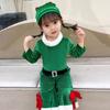 Red Santa Claus Children Christmas Clothes Cosplay Xmas Suit Wear  Girls Toddler