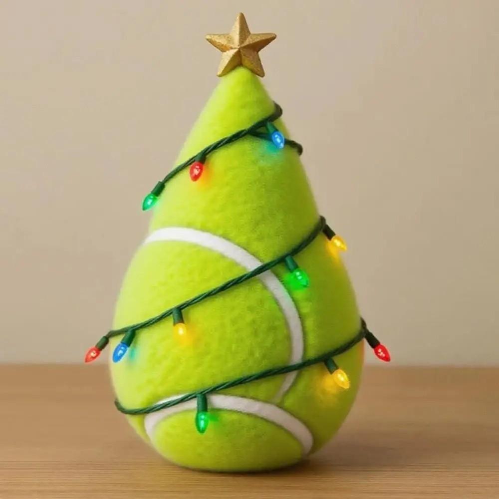 With Gold Star Football Christmas Tree Decor Rugby Basketball Baseball Merry Christmas Christmas Figurine Ornament LED Lighted