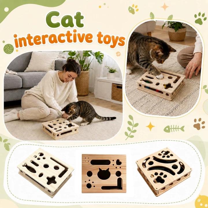 Interactive Scratcher Puzzle Toy Box for Cats