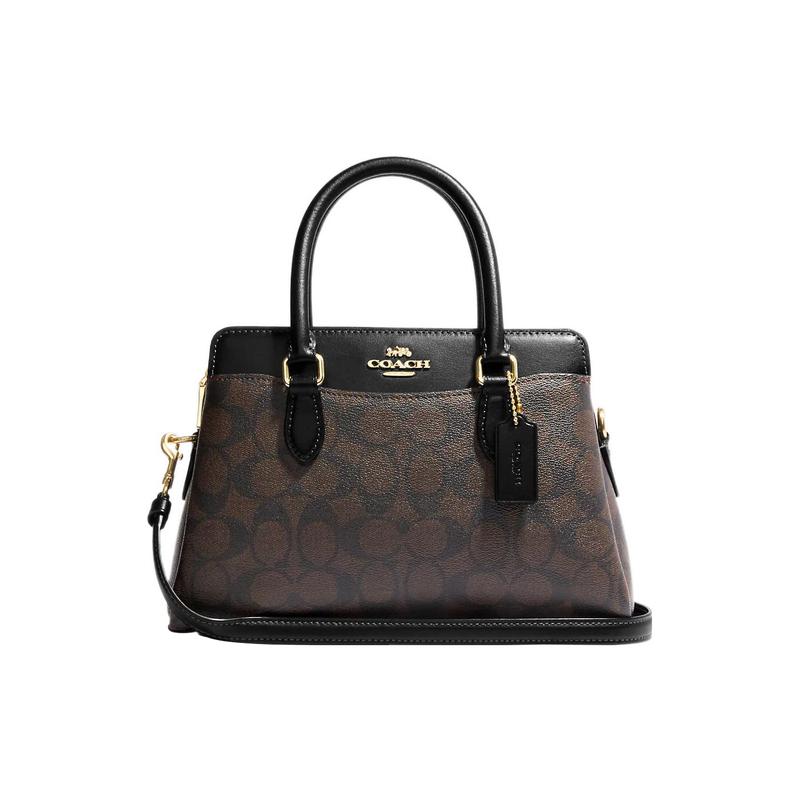 

COACH Darcie 26 zippered presbyopia print coated canvas and smooth leather shoulder crossbody tote mini women s black чорний