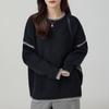 Crew Neck Knitted Pullover Sweater Women's Autumn and Winter New Contrasting Colors Simple and Versatile Loose Knitted Sweater Women