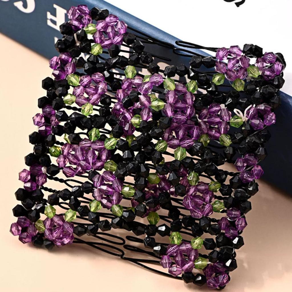 Damen Magischer Elastischer Haarkamm 2-reihiger Magischer Dehnbarer Haarkamm für Geburtstag Bühnenparty Frisur