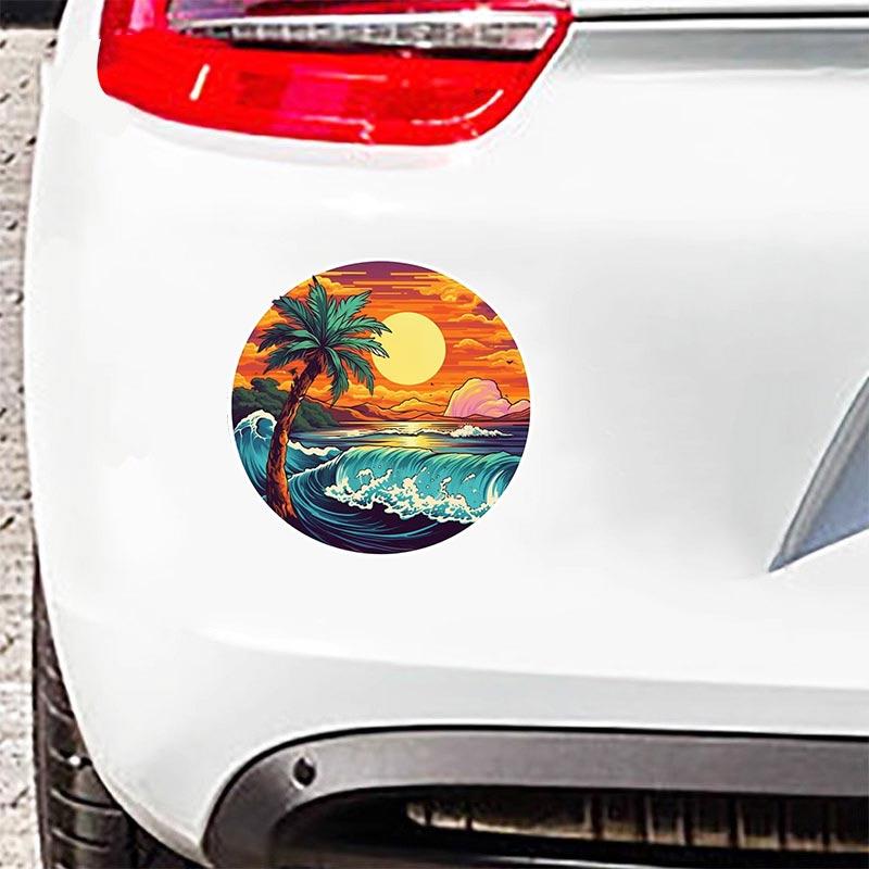 Hawaiianische Strand Autoaufkleber Wasserdichte Vinyl-Abziehbilder Auto Karosserie Fenster Stoßstange Dekor Motorrad Helm Aufkleber TM132