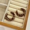Vintage American Plush Leopard Print Circle Hoop Earrings For Women