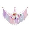 Macrame Triangle Wall Hanging Net Bag Cotton Rope Organizer Ribbon Storage Hammock Plush Hanging Shelf Home Decoration