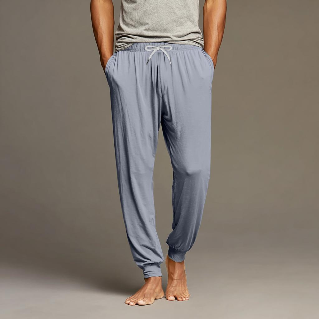 Men's Drawstring Pocket Cuffed Casual Pants Home Sleep Pants