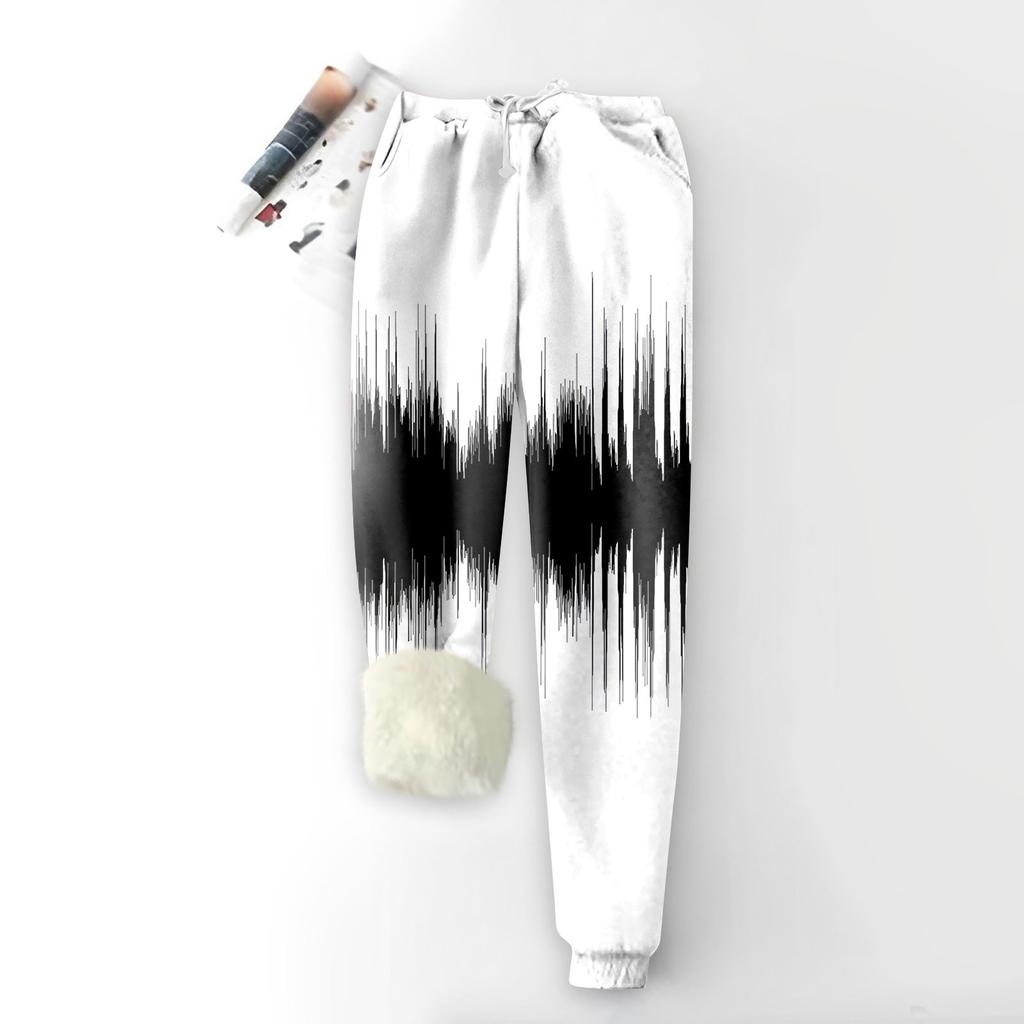 Damenmode Bedruckte Sporthose Locker Verdickte Dicke Fleece Warme Hose