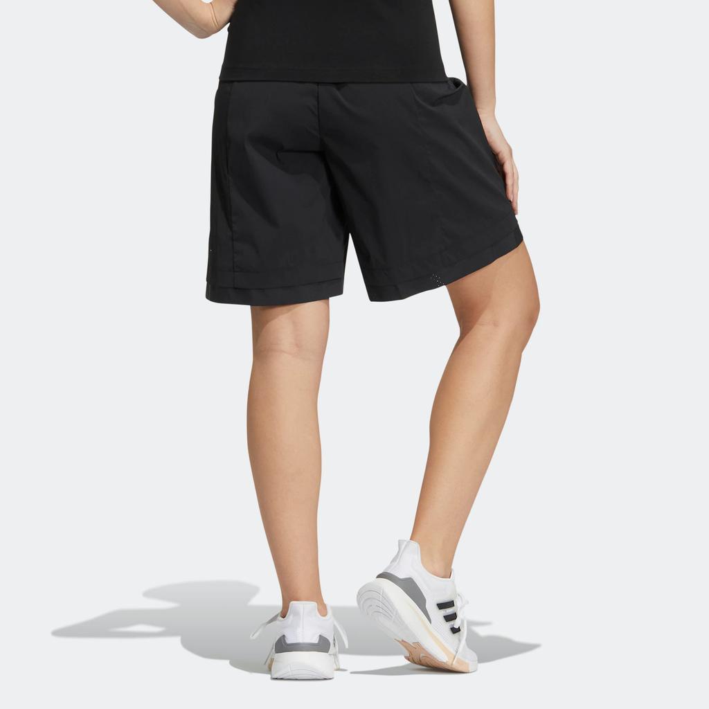 Adidas Casual Drawstring Waist Solid Color Sports Shorts Women Bottoms Black HE9962