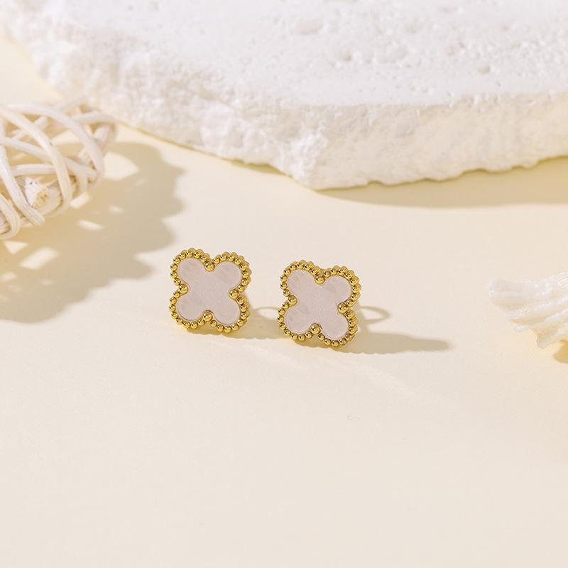 Titanium Steel Clover 13MM Stud Earrings, Stainless Steel Fadeless, Minimalist Versatile High-end Lucky Style