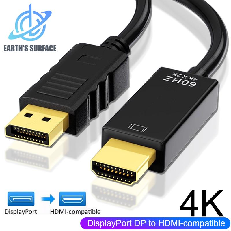 4K DisplayPort to HDMI-compatible Adapter Cable Dispaly Port DP to HDMI-compatible Converter Cable for PC TV Monitor Projector