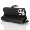 For iPhone 16 Pro Max Stand Case PU Leather Phone Cover with Straps/Zipper Wallet/Multiple Card Slots