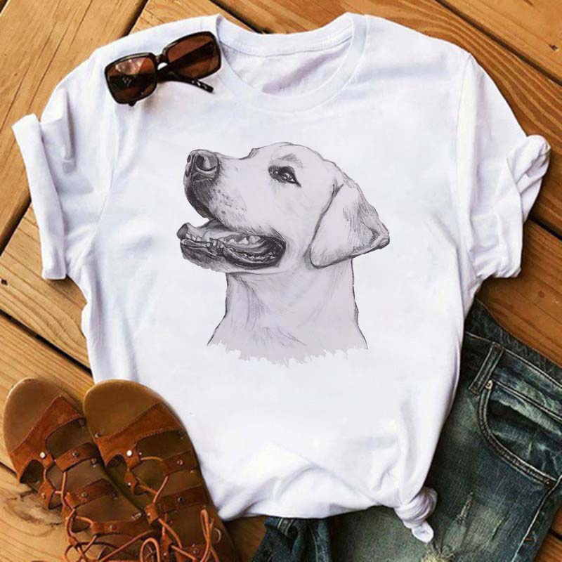 Nova adorável patas de cachorro impresso t camisa feminina verão topos dos desenhos animados impressão gráfica 90s meninas t animal feminino camisetas camisas