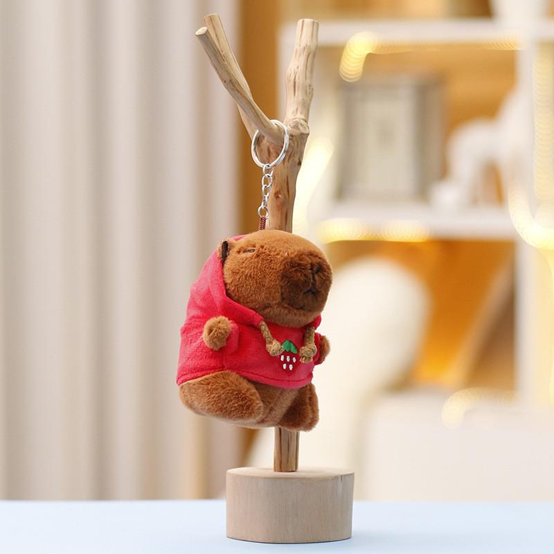 

Capybara Hoodie Plush Doll Keychain Cartoon Animal Pendant Decoration Gifts красный