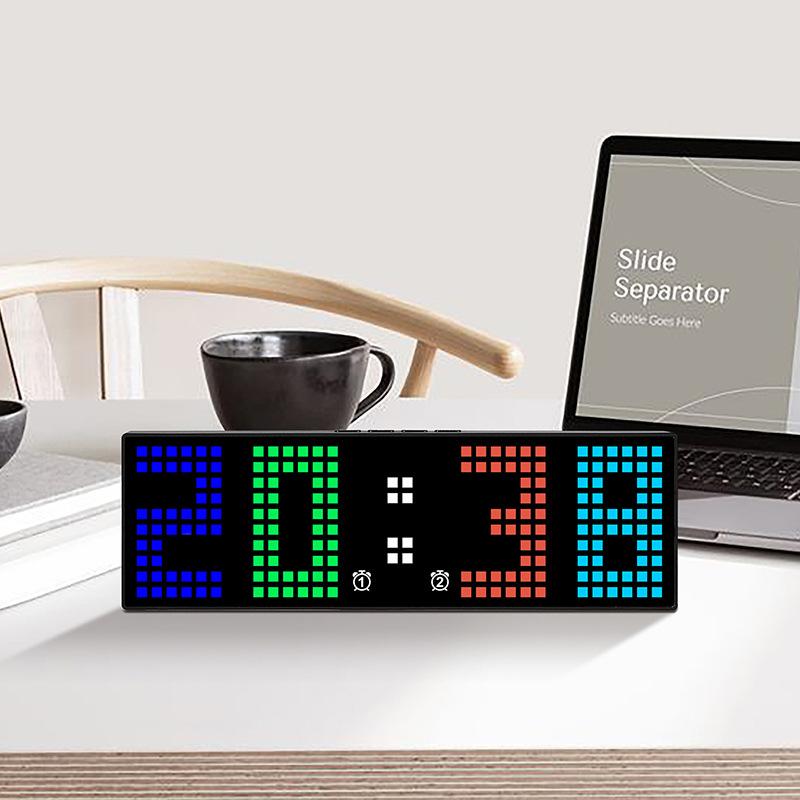 Creative RGB Clock New Alarm Clock Stand Hanging Dual-purpose Clock Simple Digital Clock LED Colorful Clock