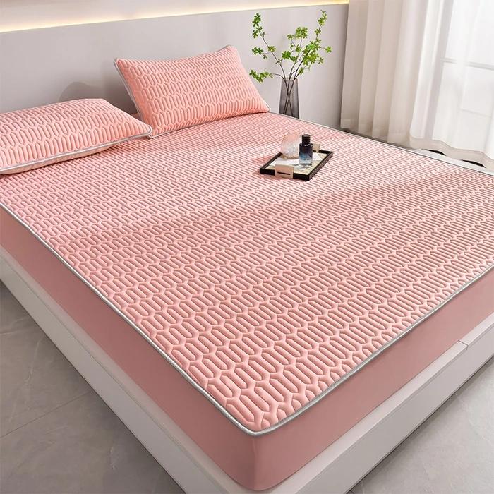 Summer simple latex mat three-piece set household summer thickened mattress ice silk latex mat solid color simple