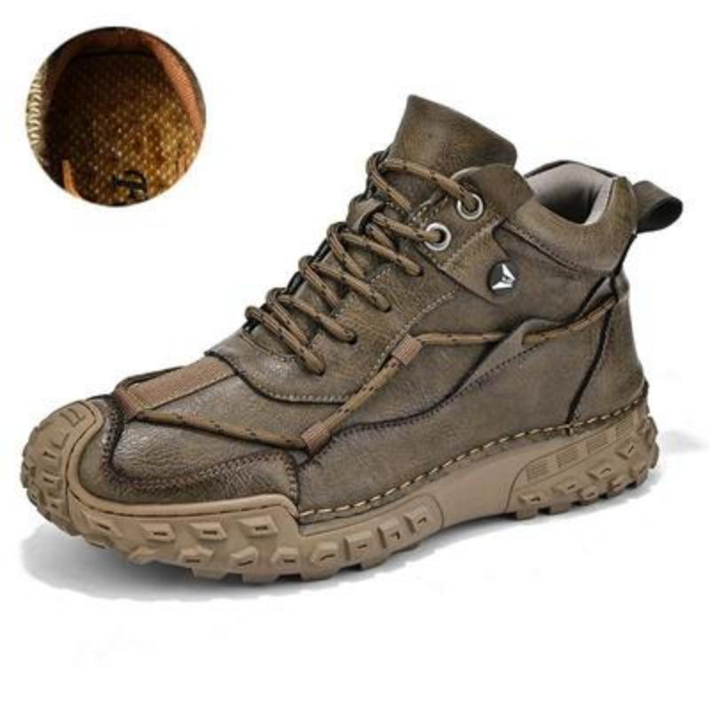 38-46 Übergröße Herren Handgefertigtes Muster Leder Bequeme Weiche Socke Stiefeletten Herbst Winter Herrenstiefel Handgefertigter Lederschuh