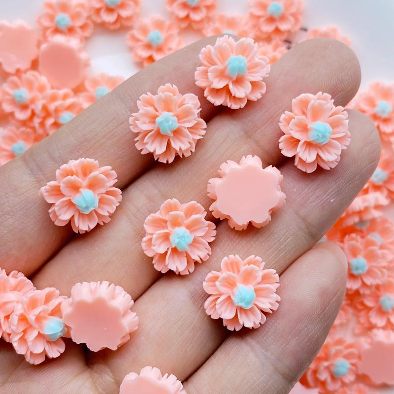 60Pcs New 12mm Cute Mini Flower Flat Back Resin Cabochons Scrapbooking DIY Jewelry Craft Decoration Accessorie