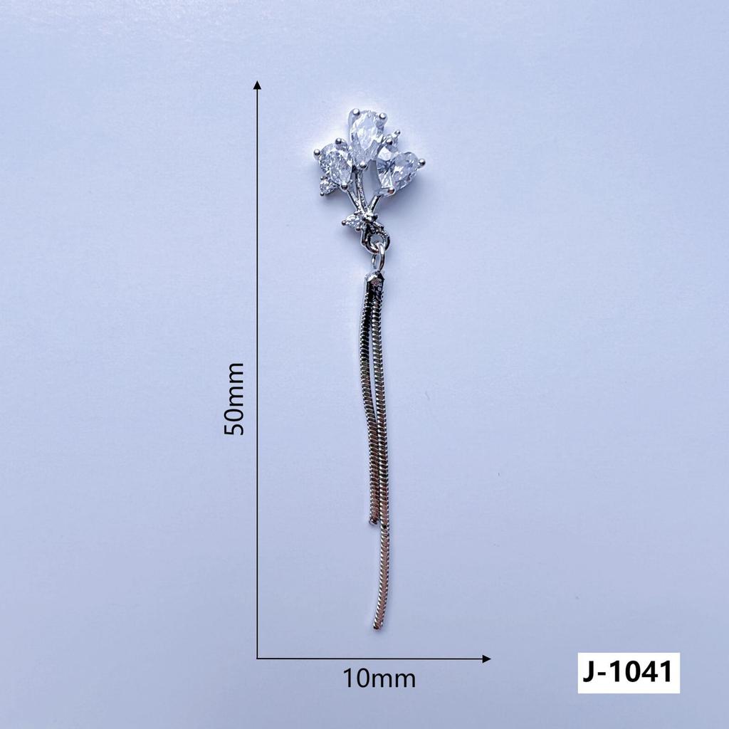 Flat-Bottom Tassel Chain Nail Art with Copper-Inlaid Zircon