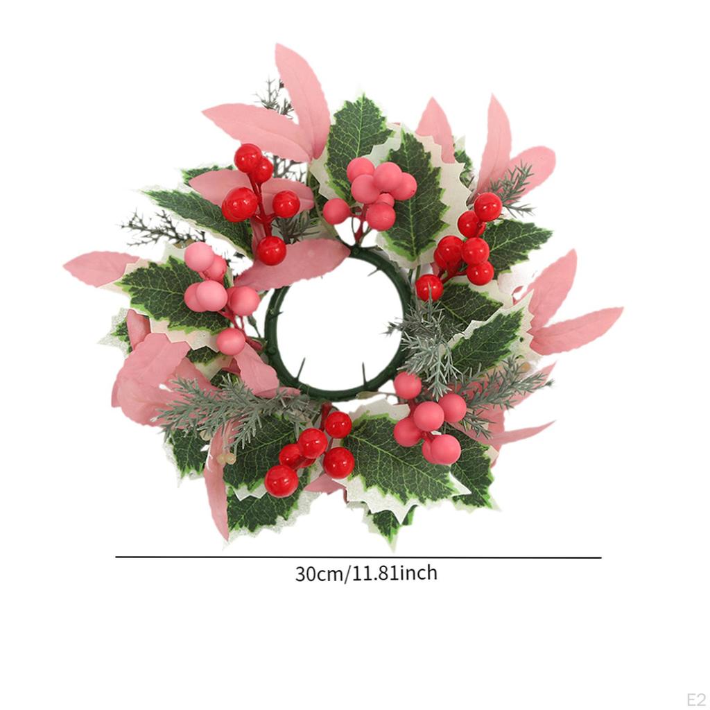 Christmas Artificial Leaves Candle Ring Wreath Garland Handmade ID 3.3inch