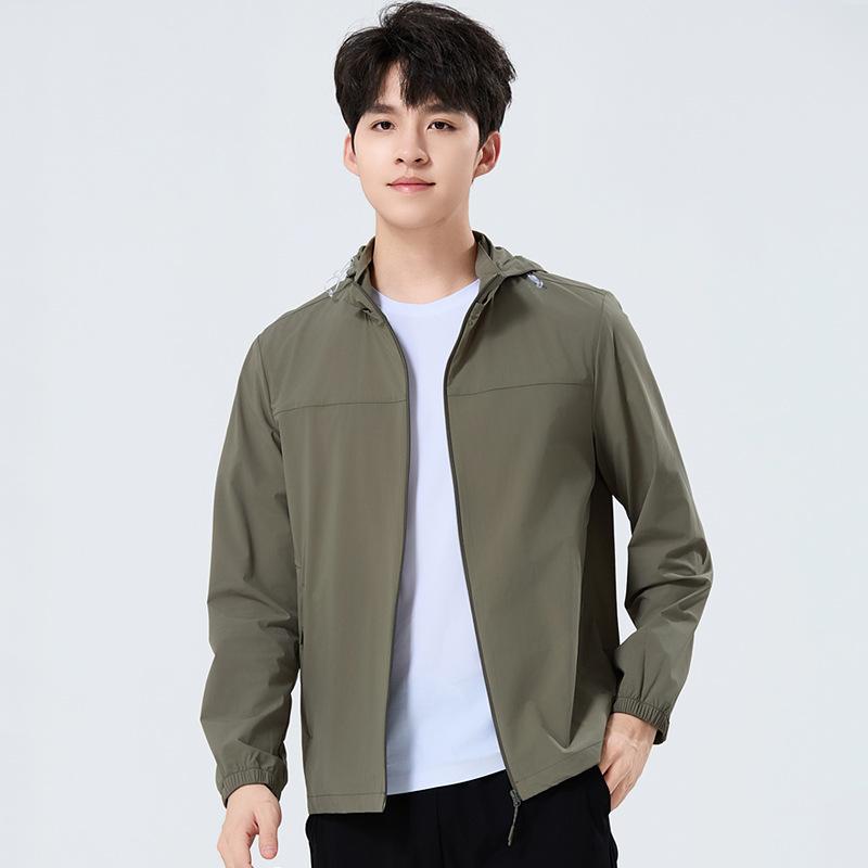 1011 popular couple summer sunscreen clothes men's elastic breathable skin clothes women's sports and leisure removable hat thin jacket
