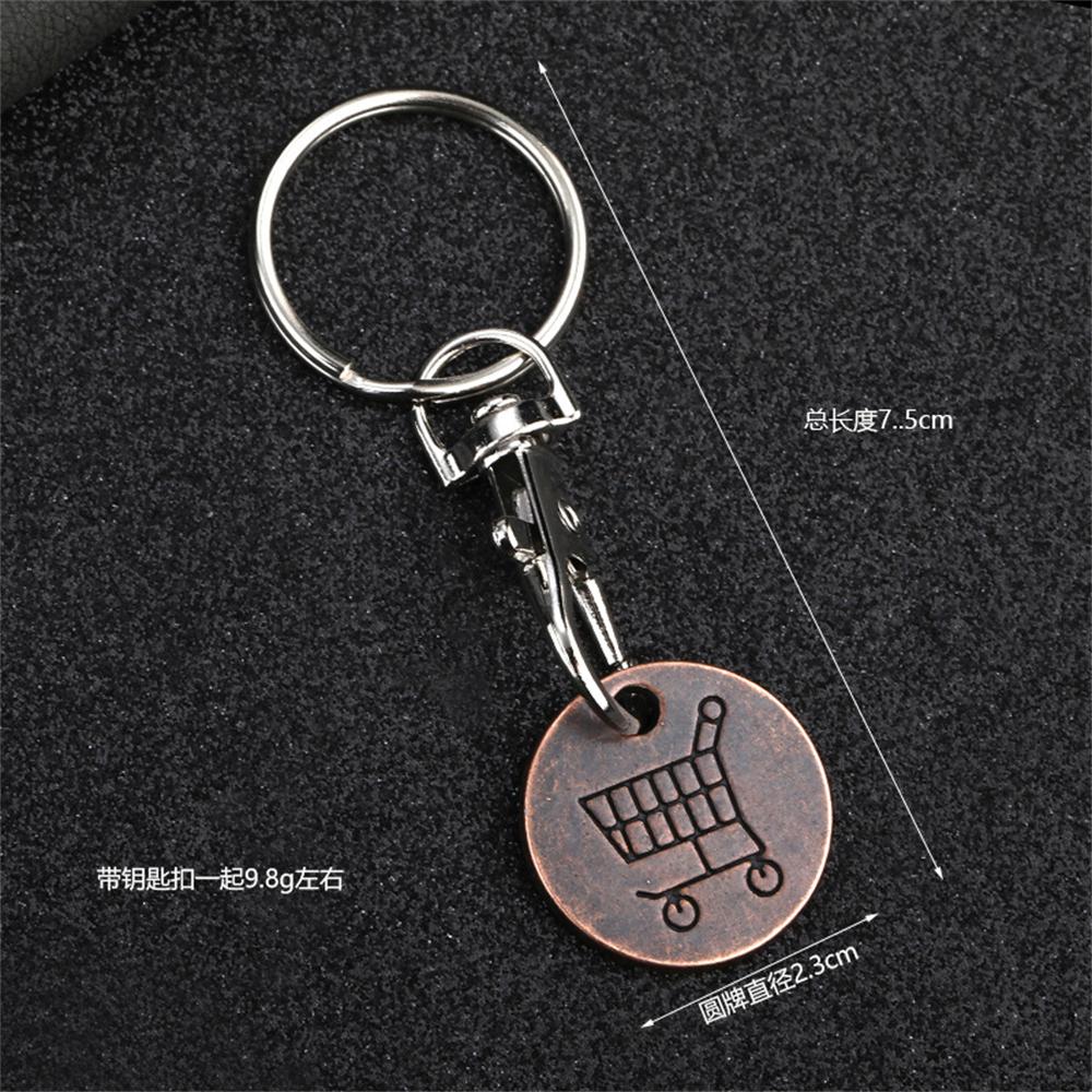 New Metal Shopping Trolley Coin Holder Keychain Portable Carts Token Lobster Buckle Key Chain for Supermarket Promotion Gift