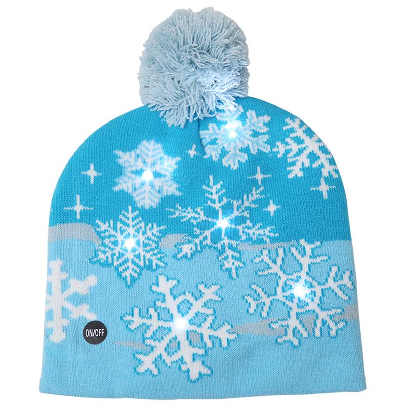 Xmas Knitted Beanie Hat Winter Warm Mens Ladies Women Ski Cap With Light Led