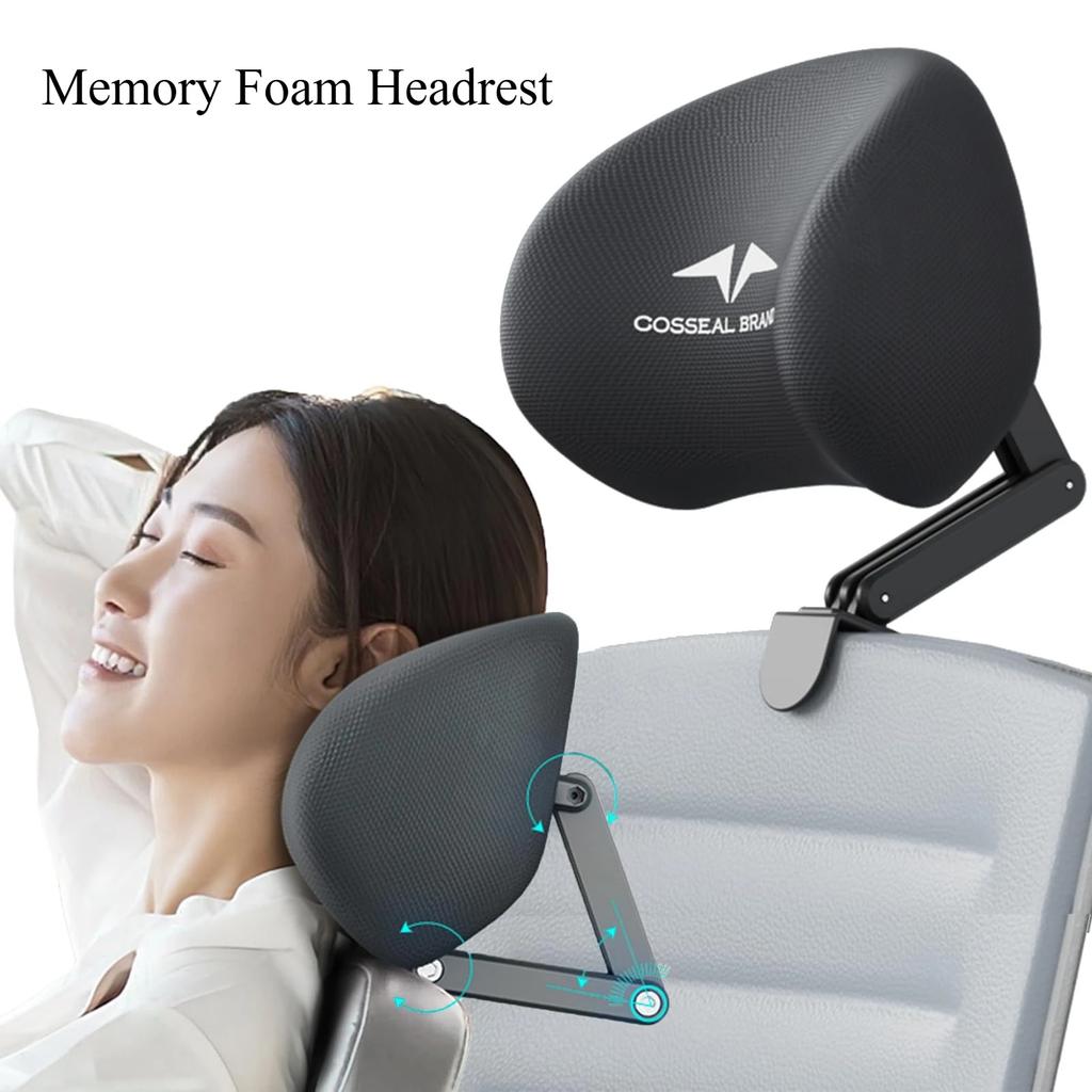 Memory Foam Headrest with Adjustable Height,Angle,Heavy-Duty Office Chair Headrest Attachment,Compatible with Desk,Computer