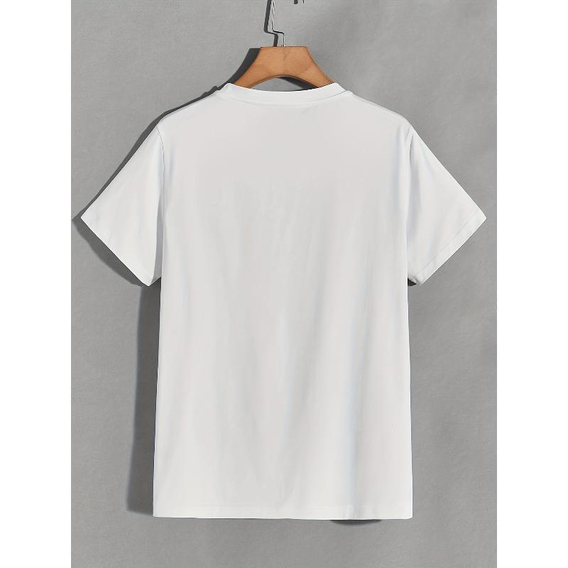 European sizes Men's Casual Trendy Black Cat Print T-shirt, Short Sleeve Crew Neck Hip Hop Style Tees For Summer Holiday Gift