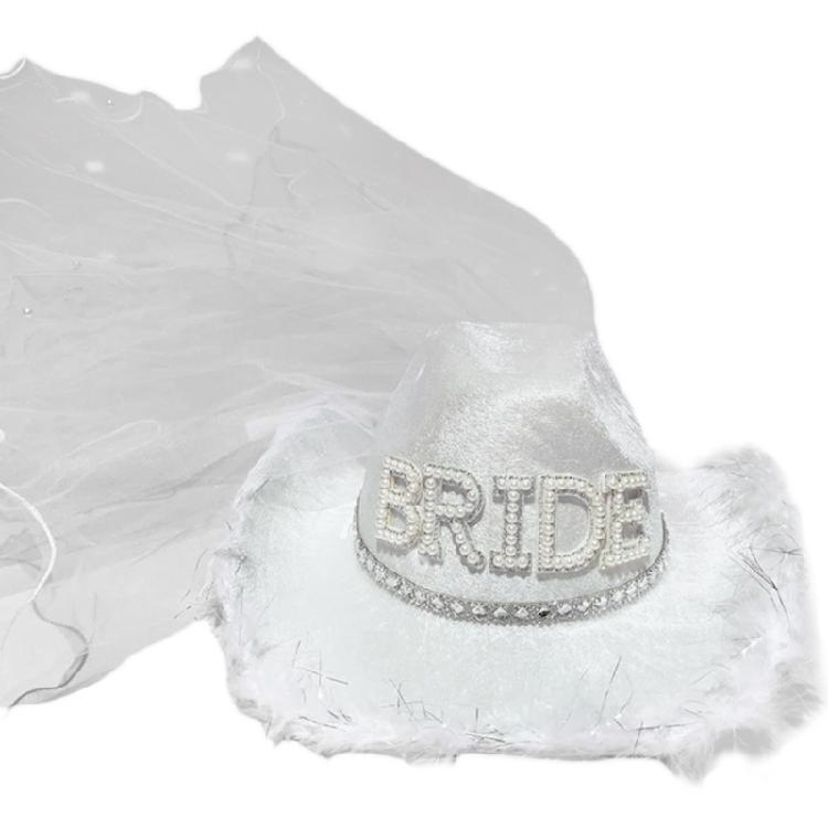

BrideToBe Cowboy Hats Role Play Costume Hat Wide Brims Hat Music Festival Fedoras 1 білий